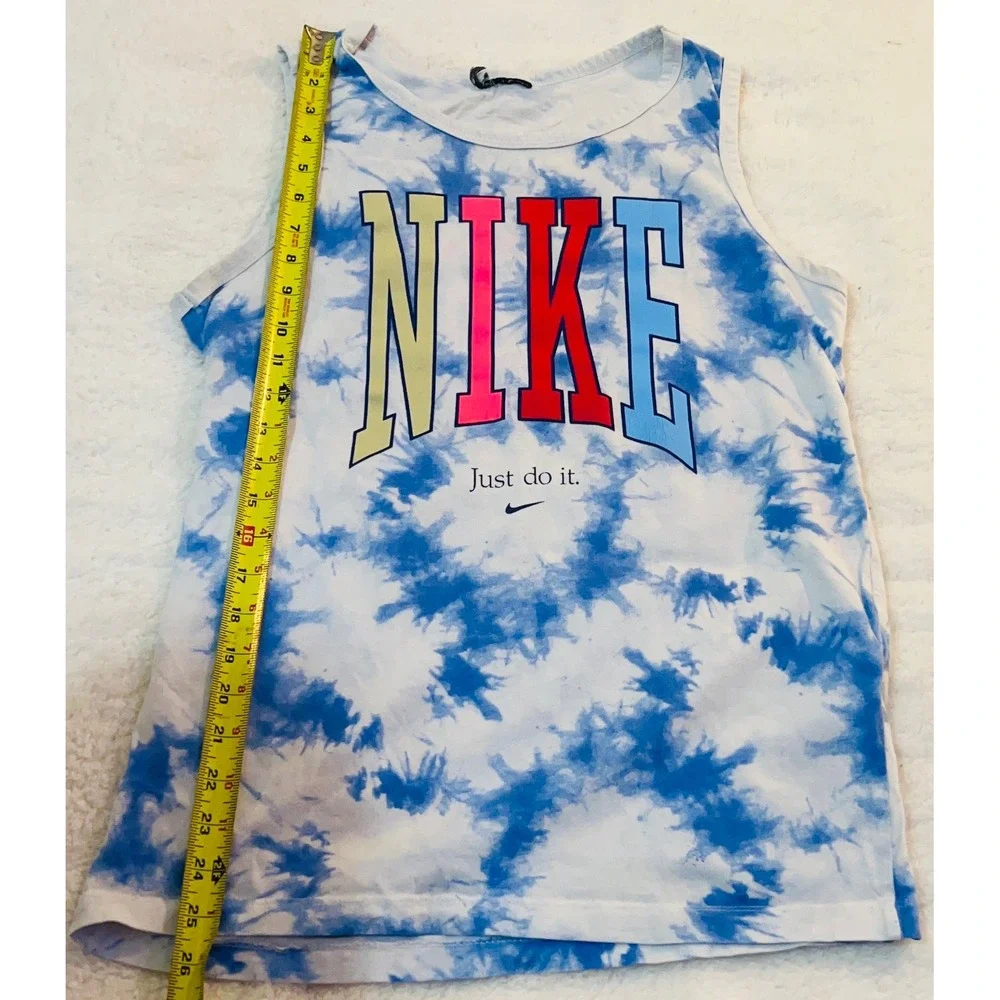 Nike Mens Tie Dye Tank Top Blue White Just Do It Peace Globe Graphic Small